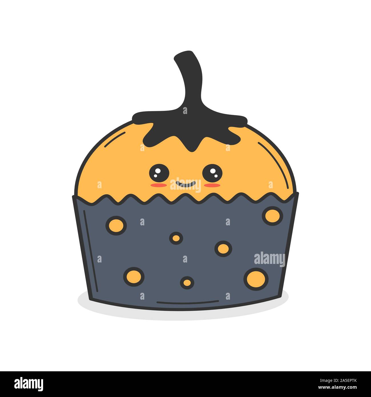 cute cartoon vector pumpkin cupcake funny halloween illustration ...