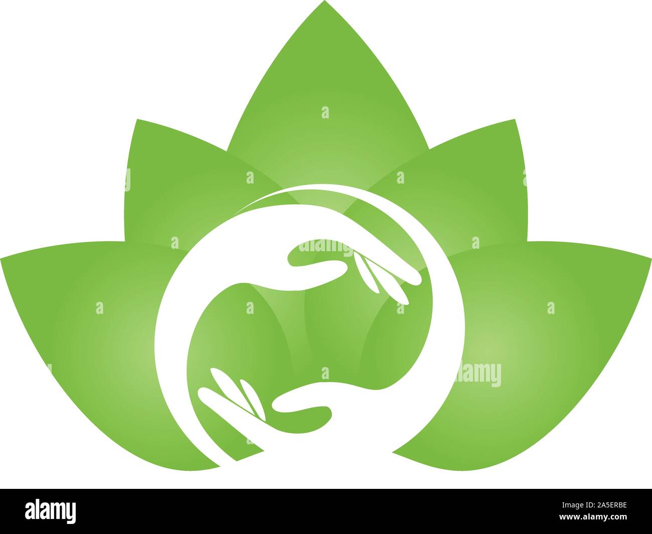 Hands, leaves, wellness, alternative practitioner, gardener, logo Stock