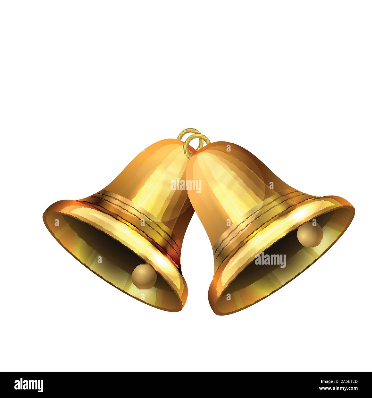 Vector illustration of shiny golden Christmas bells decorated Stock ...