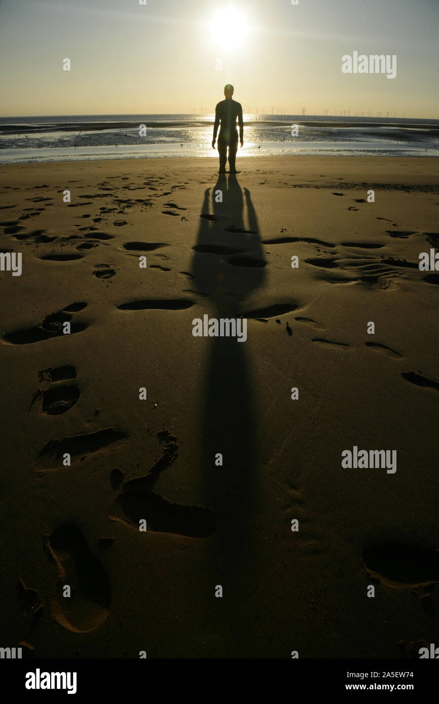 Figures from the Antony Gormley sculptural art installation "Another