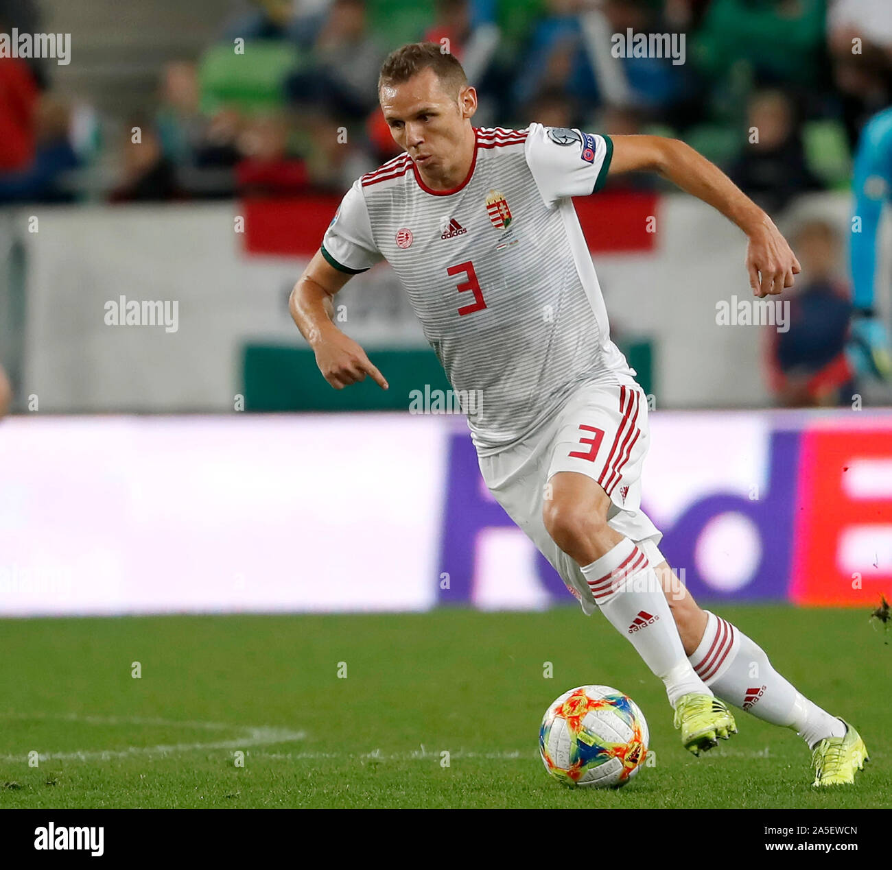 BUDAPEST, HUNGARY - OCTOBER 13, 2019: Mihaly Korhut controls the ball during the Hungary v Azerbaijan UEFA Euro Qualifier at Groupama Arena. Stock Photo