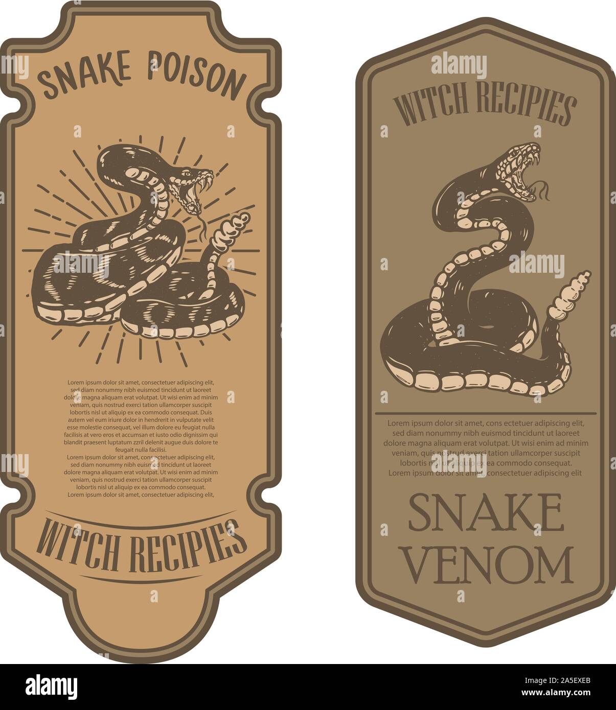 Halloween snake poison. Bottle label template. Design element for