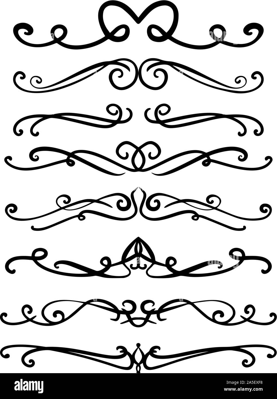 Set of hand drawn text dividers. For poster, card, banner, flyer. Vector illustration Stock Vector