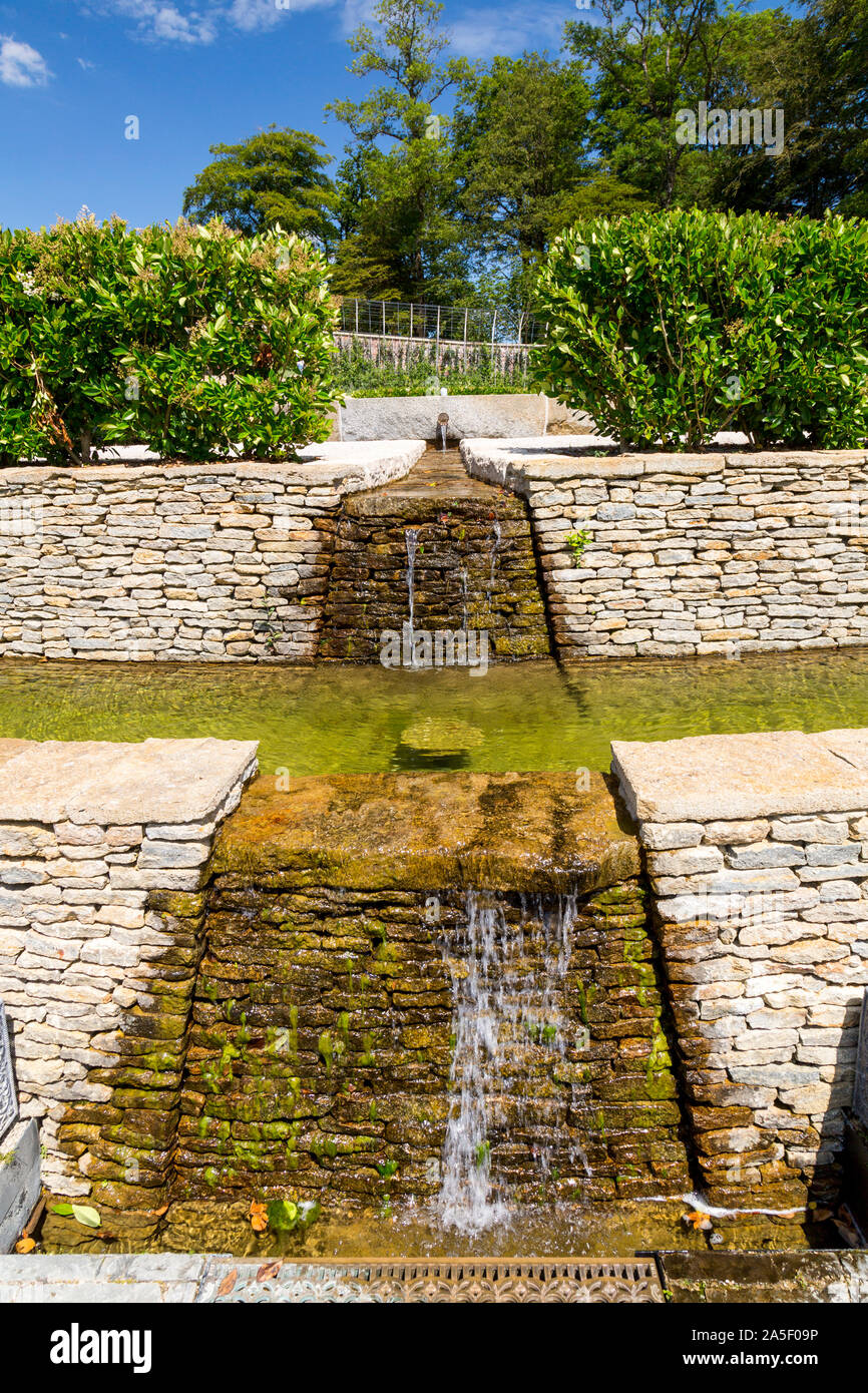 One of the cascades in the egg-shaped Parabola Walled Garden  in the restored 'The Newt in Somerset' garden and hotel, nr Bruton, England,UK Stock Photo