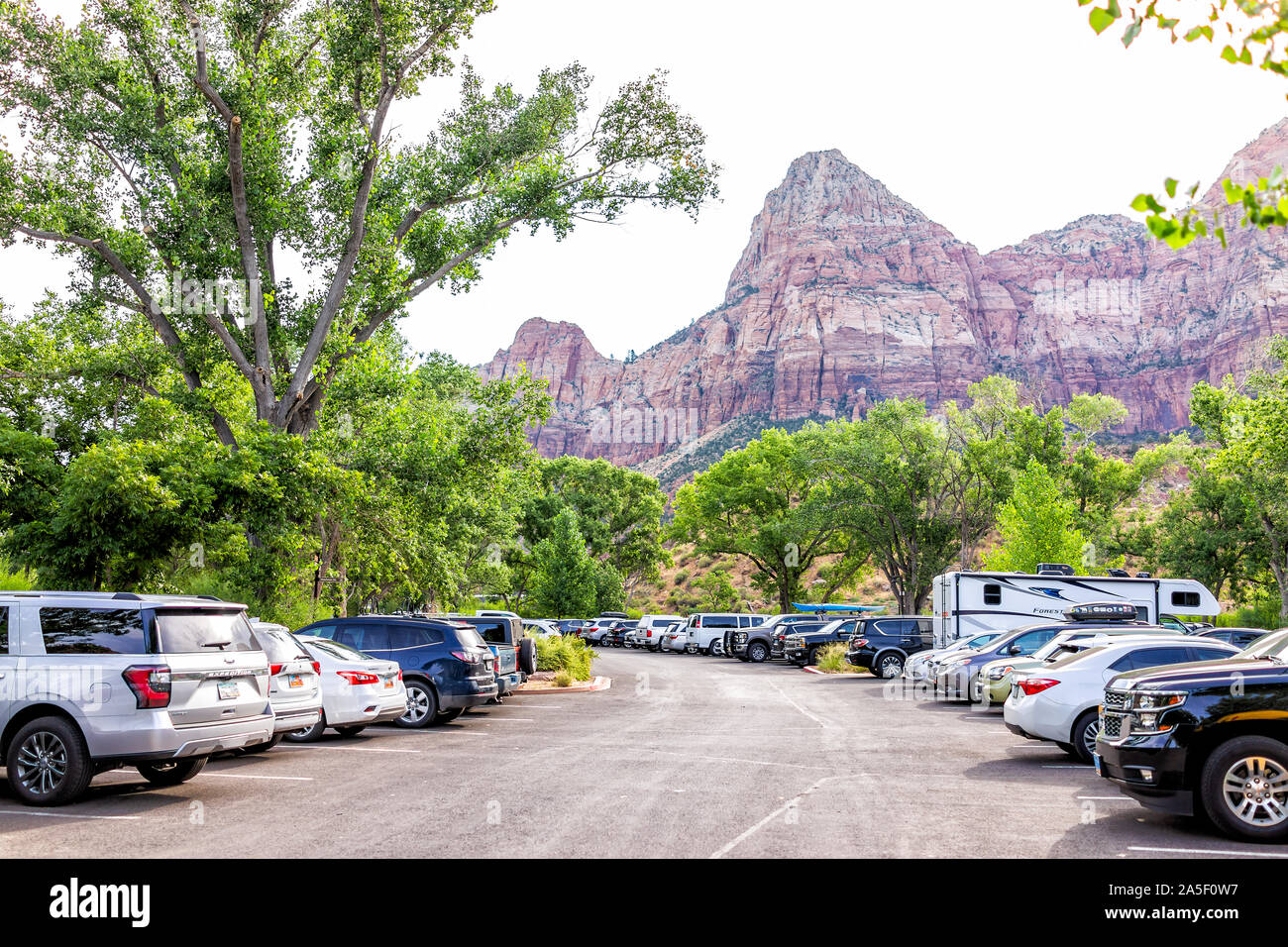 Springdale, USA August 6, 2019 Zion National Park cliffs in morning