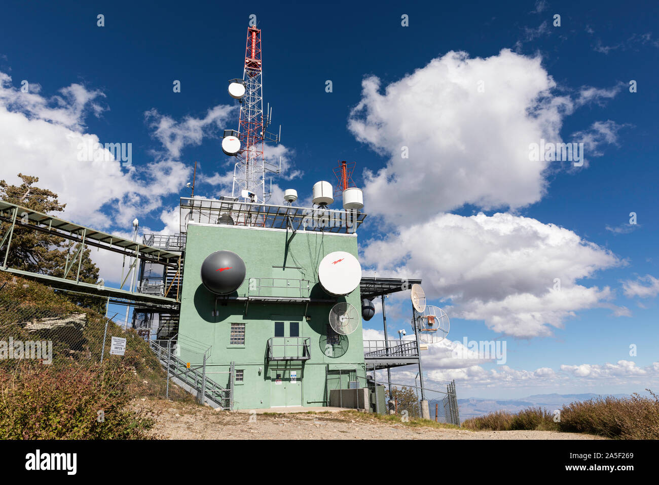 Cell tower station atop Catalina Mountains, Tucson, Arizona Stock Photo