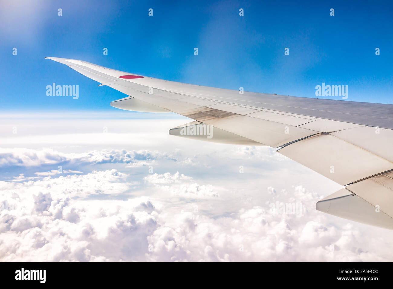 Narita, Japan March 27, 2019 View of airplane wing through window of