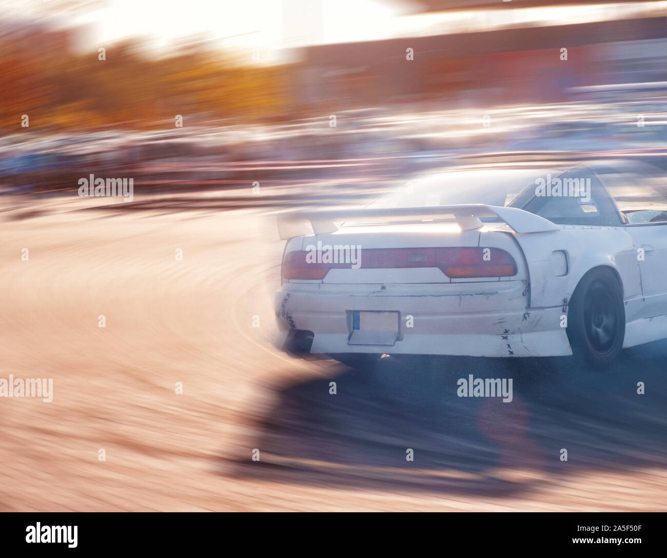 White Luxury Sports Car Drifting with Smoke on Neon Illuminated Road at  Night. Stock Illustration - Illustration of engine, fast: 194717333