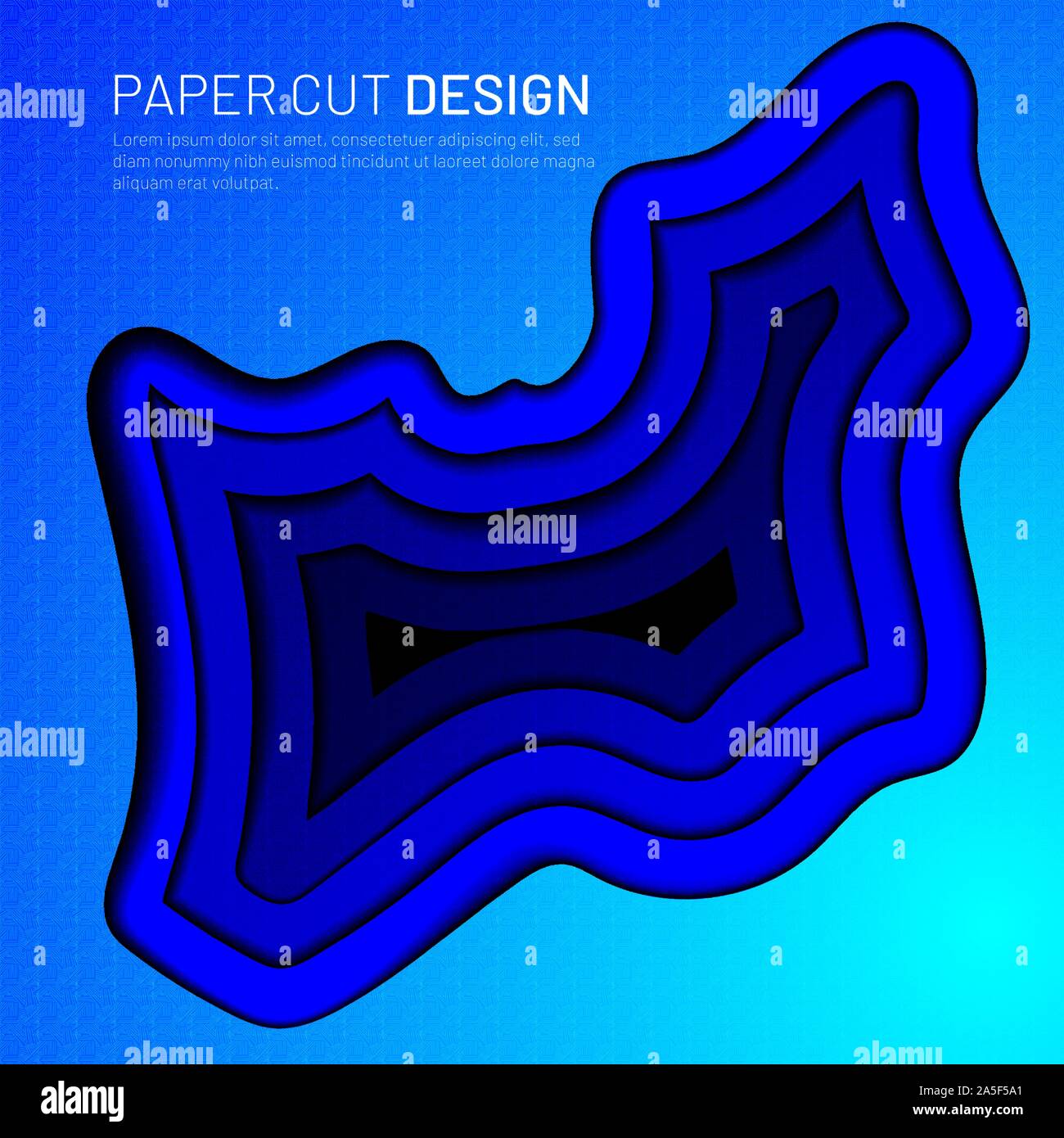 the paper cuts a geometric liquid gradient pattern in blue. Background for business