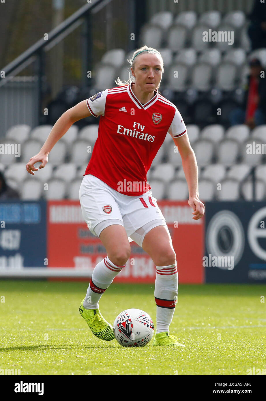 Boreham Wood, UK. 20th Oct, 2019. BOREHAMWOOD, ENGLAND - OCTOBER 20: Louise Quinn of Arsenal during FA WSL Continental Tyres Cup Group One South match between Arsenal Women and Charlton Athletic Women at Meadow Park Stadium on September 20, 2019 in Borehamwood, England Credit: Action Foto Sport/Alamy Live News Stock Photo