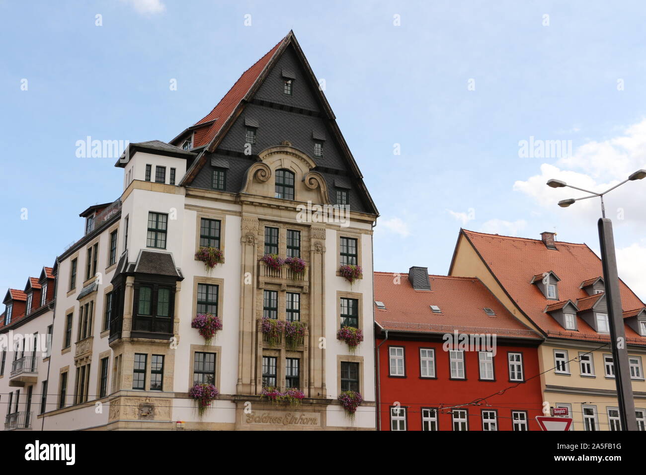 Historische Gebäude im Zentrum von Erfurt in Ostdeutschland Stock Photo