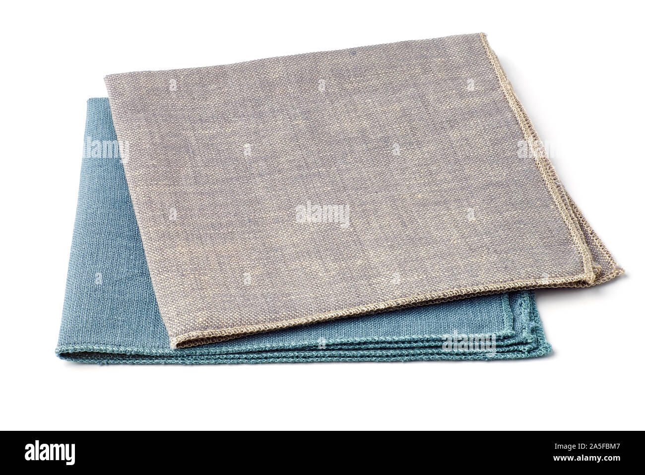 Two colorful textile napkins on white background Stock Photo