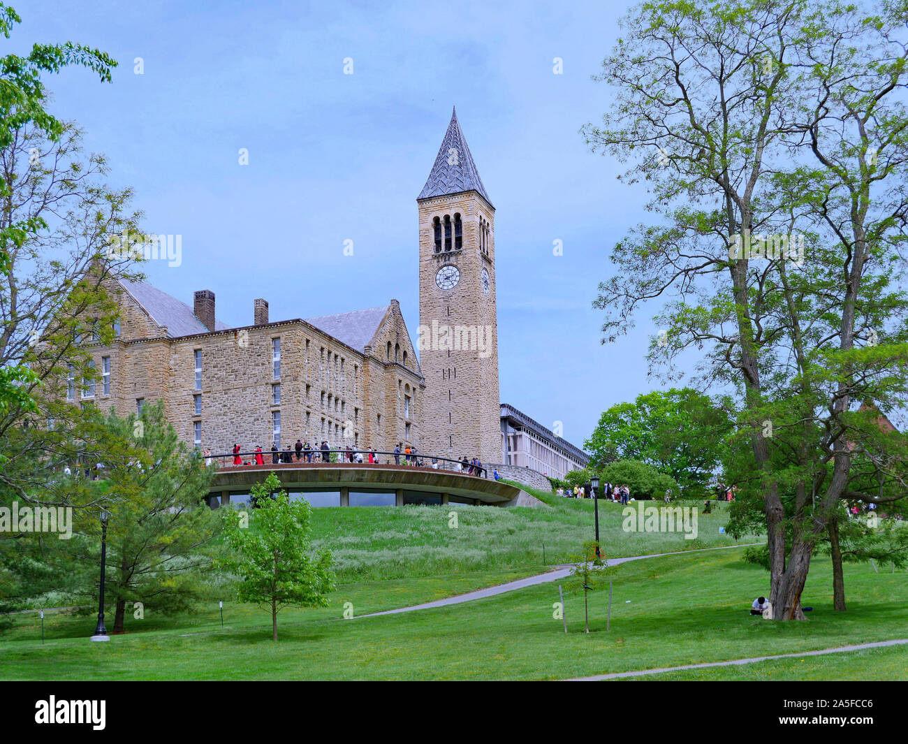 ITHACA, NY MAY 2019 Cornell University campus with clock tower Stock