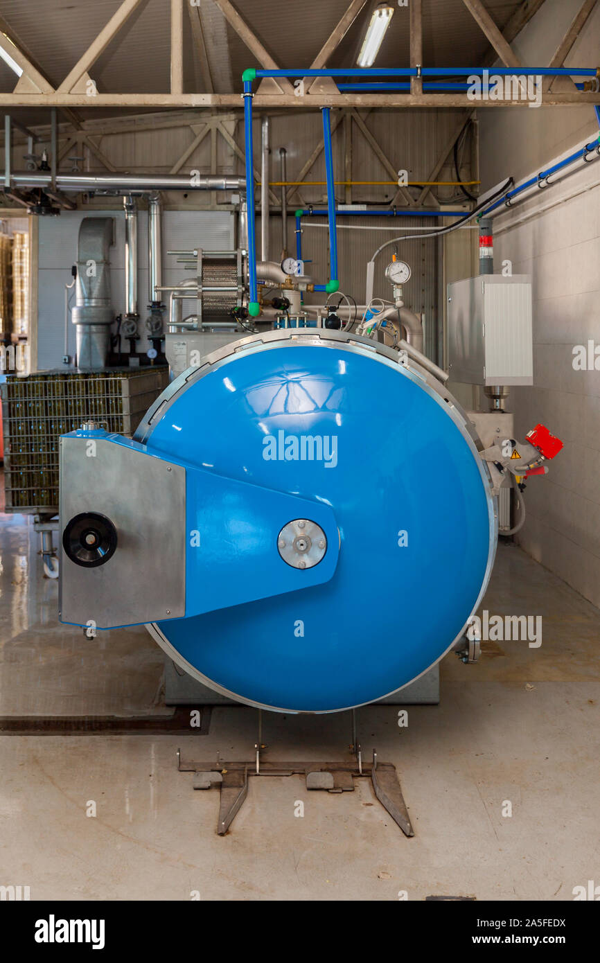 big autoclave in factory, close up Stock Photo Alamy
