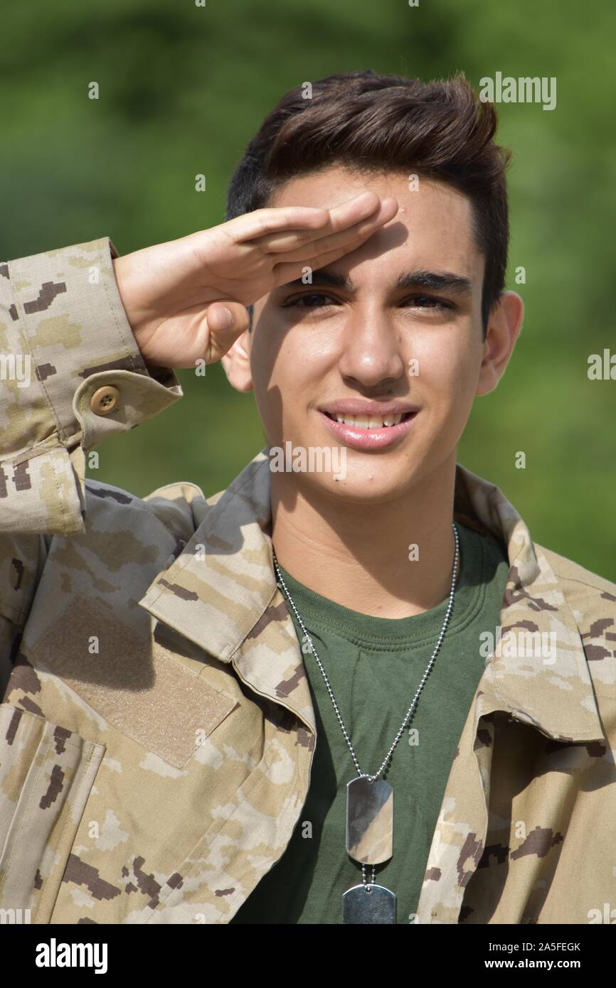 Diverse Male Soldier Saluting Stock Photo - Alamy
