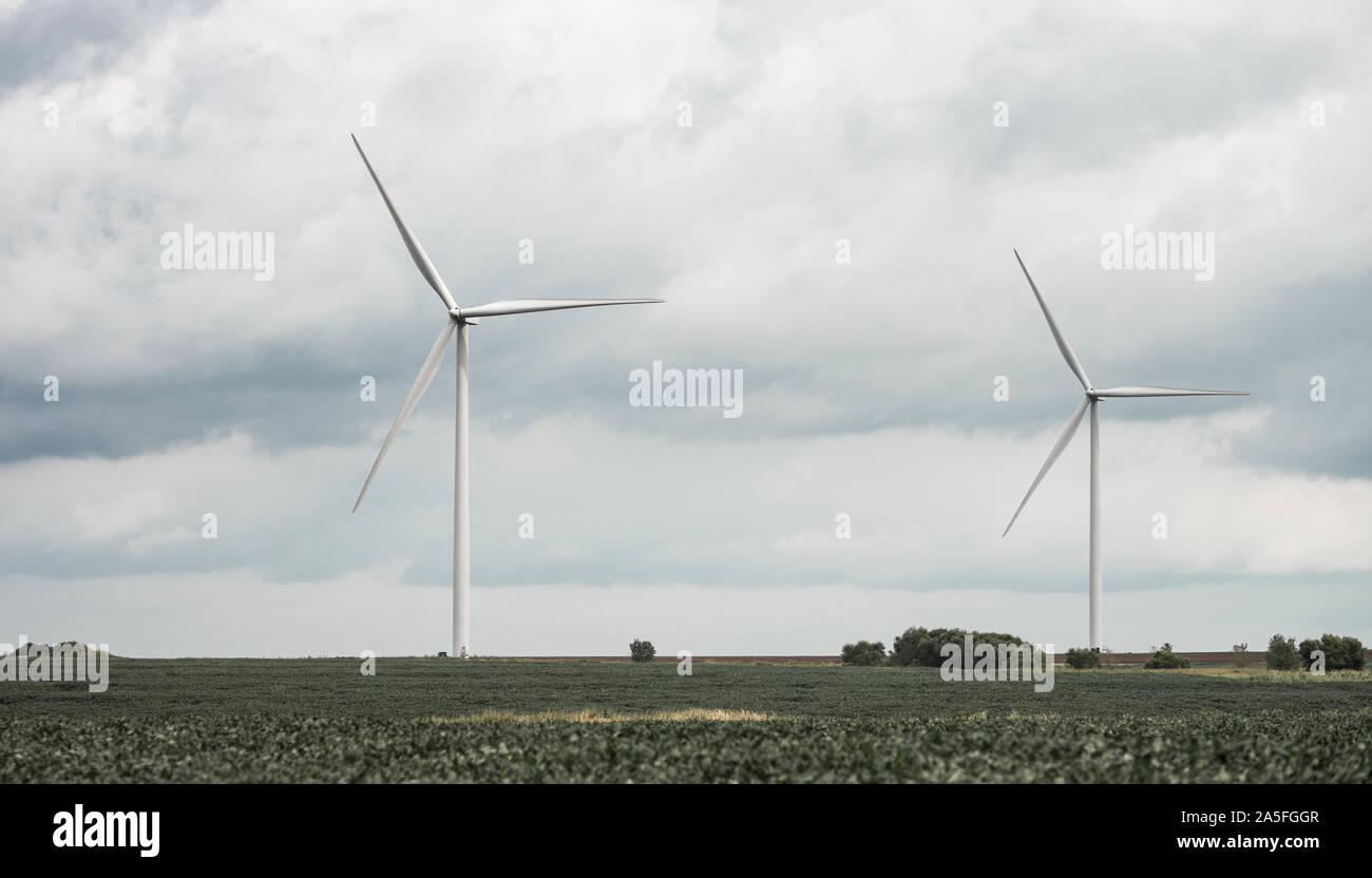 Oklahoma wind energy, a wind farm outside of Marland, Oklahoma. Stock Photo
