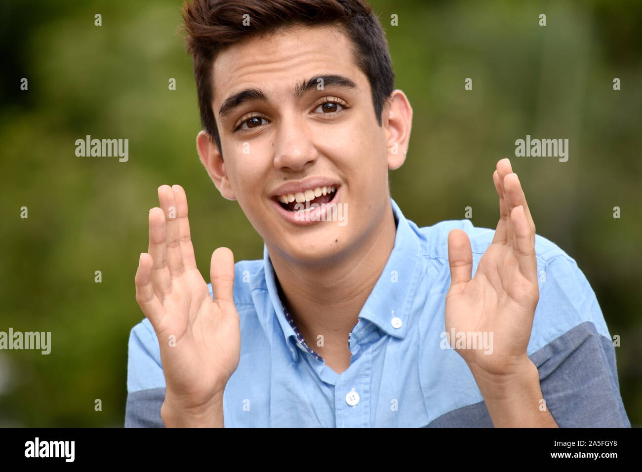 Surprised Hispanic Teenage Male Stock Photo Alamy