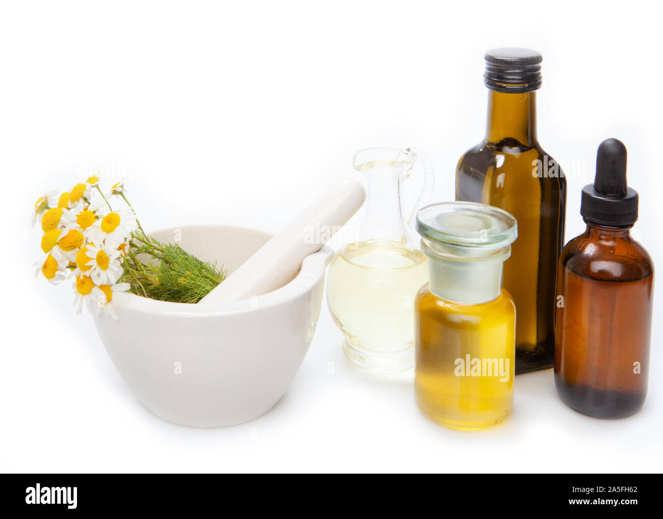 Natural remedies, aromatherapy - bach therapy. Fresh herbs - natural medicine. Stock Photo