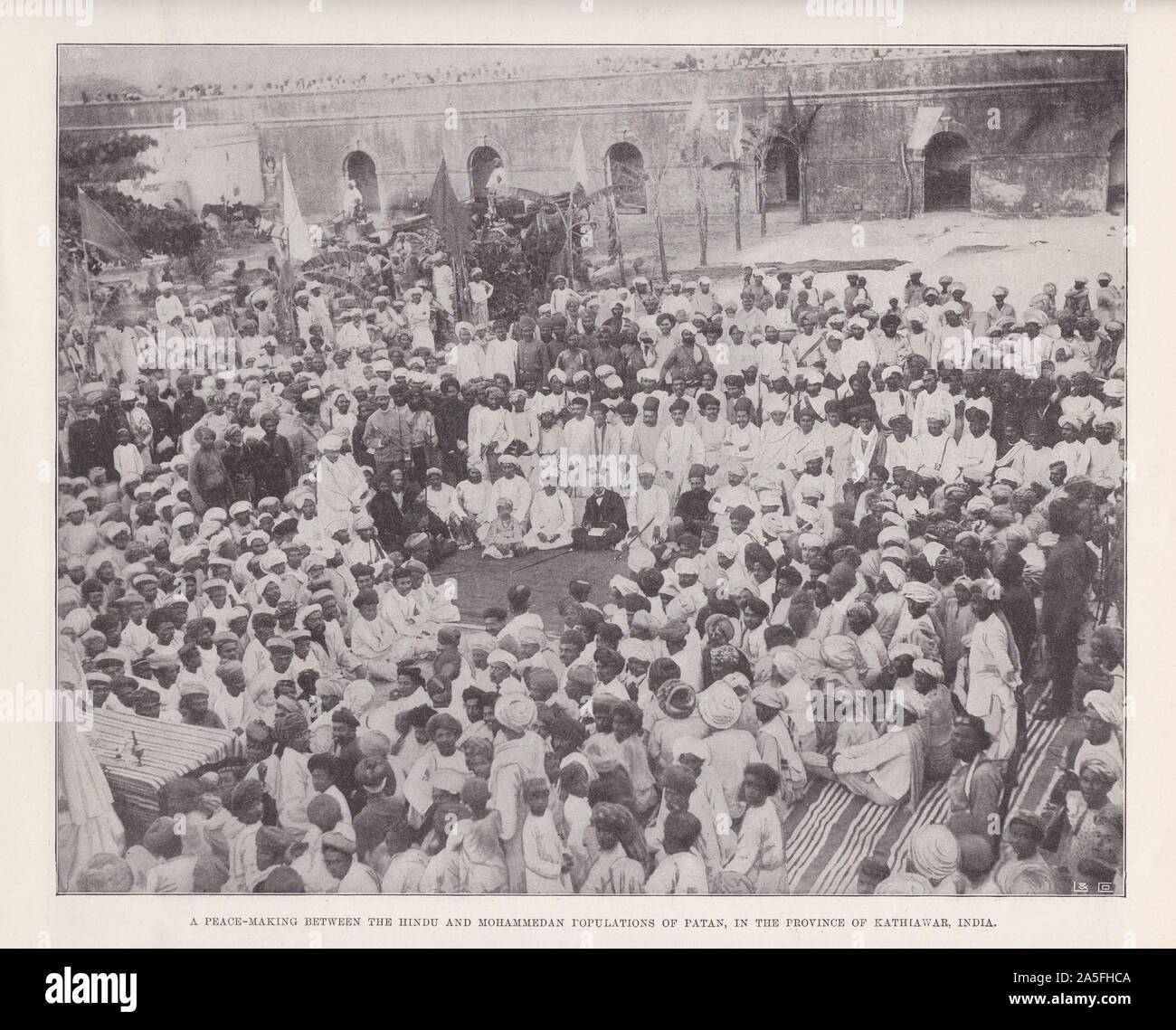 A Peace Making Between the Hindu and Mohammedan Populations of Patan, in the Province of Kathiawar, India - The illustrated London News 1896. Stock Photo