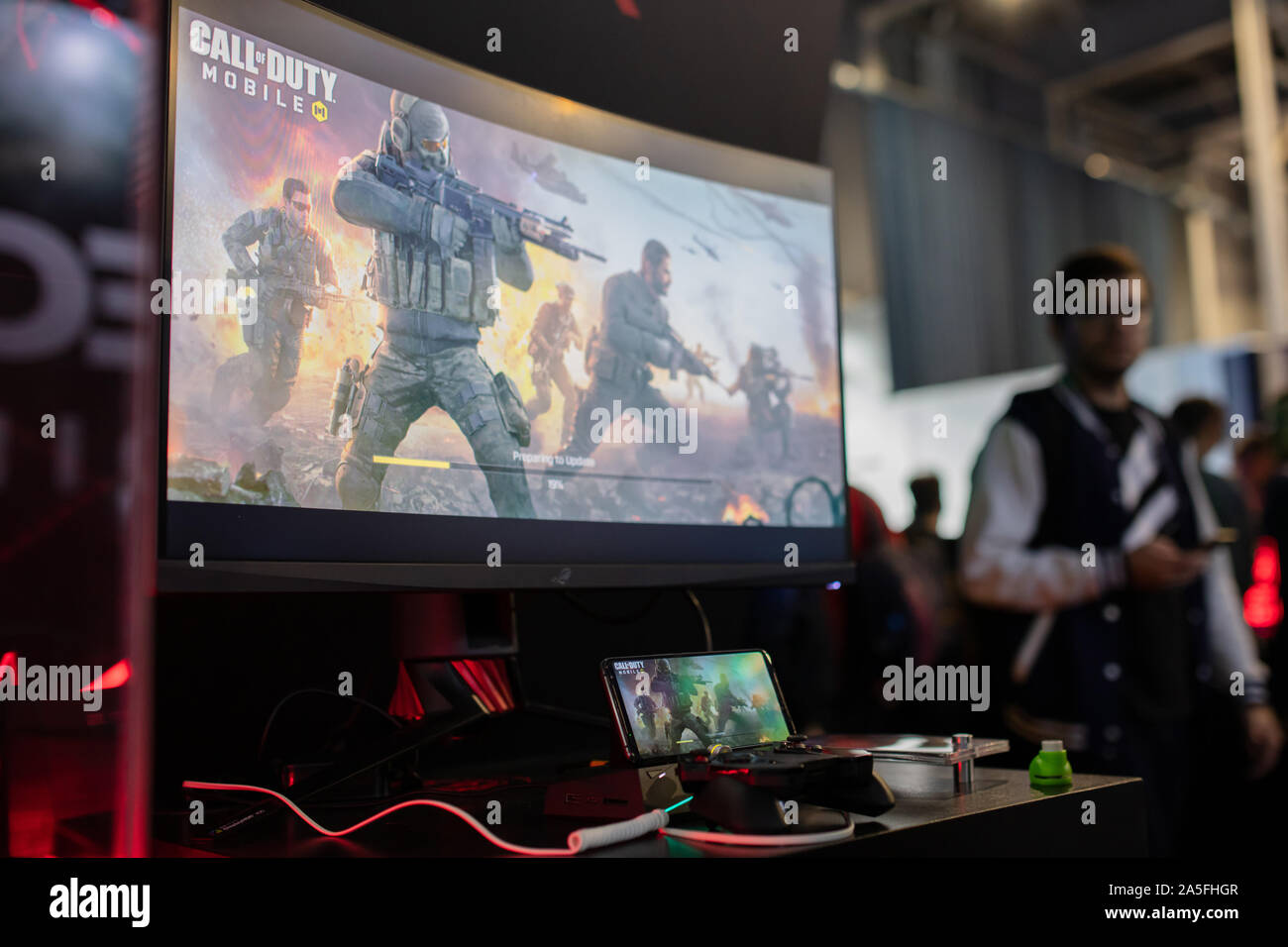 POZNAN, POLAND - October, 19th 2019: 'Call of Duty: Mobile' game at ROG stand on PGA2019. PGA2019 is a computer games and entertainment event organize Stock Photo