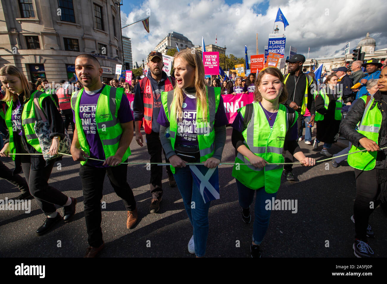 London, England ,19th October 2019; People's Vote March demanding a second referendum on Brexit. Stock Photo