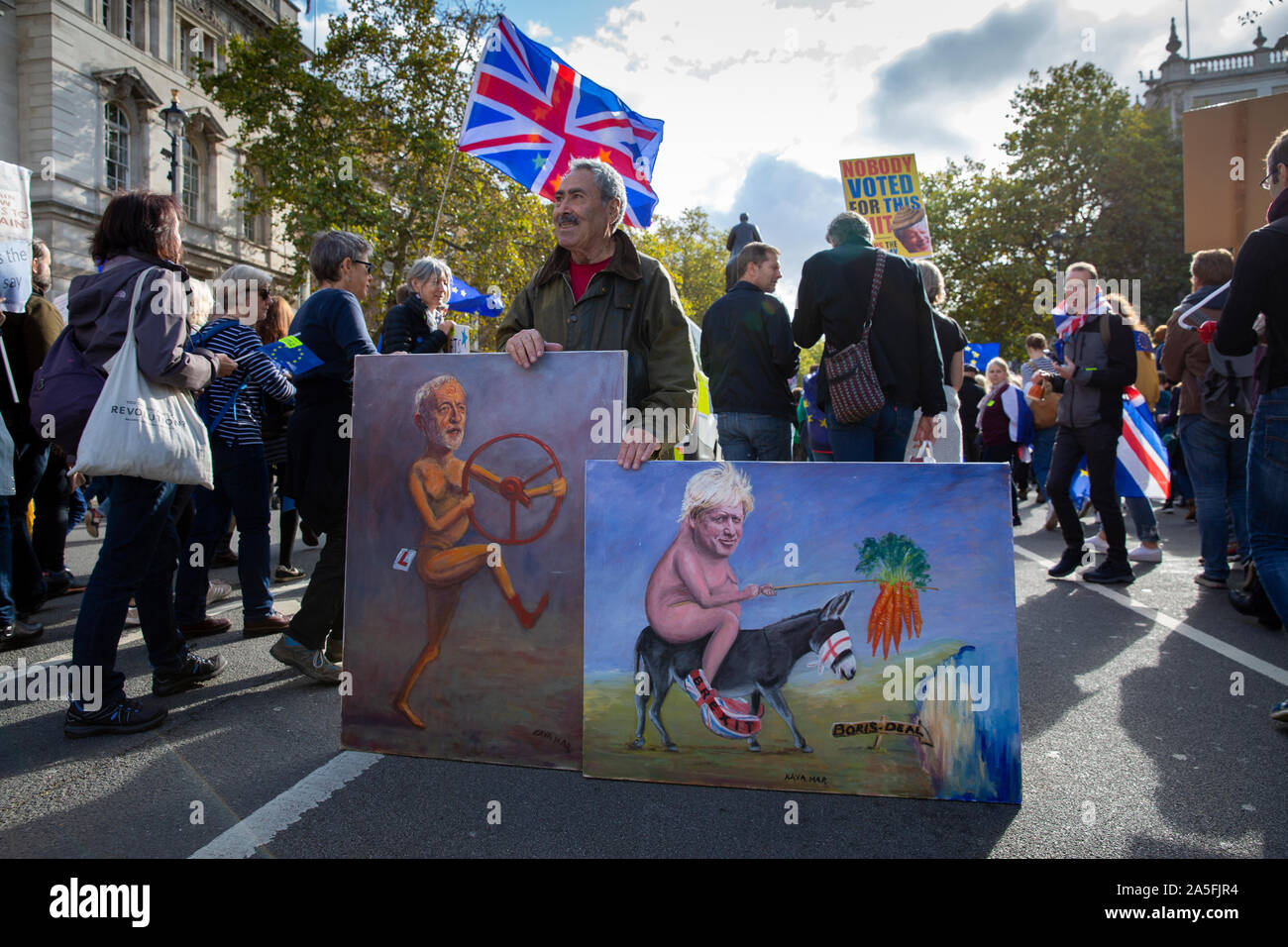 London, England ,19th October 2019; People's Vote March demanding a second referendum on Brexit. Stock Photo