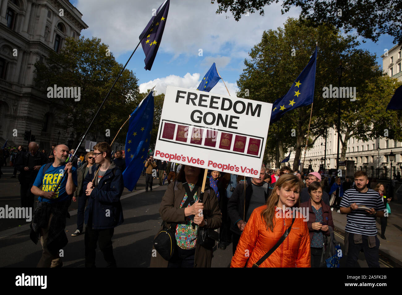 London, England ,19th October 2019; People's Vote March demanding a second referendum on Brexit. Stock Photo