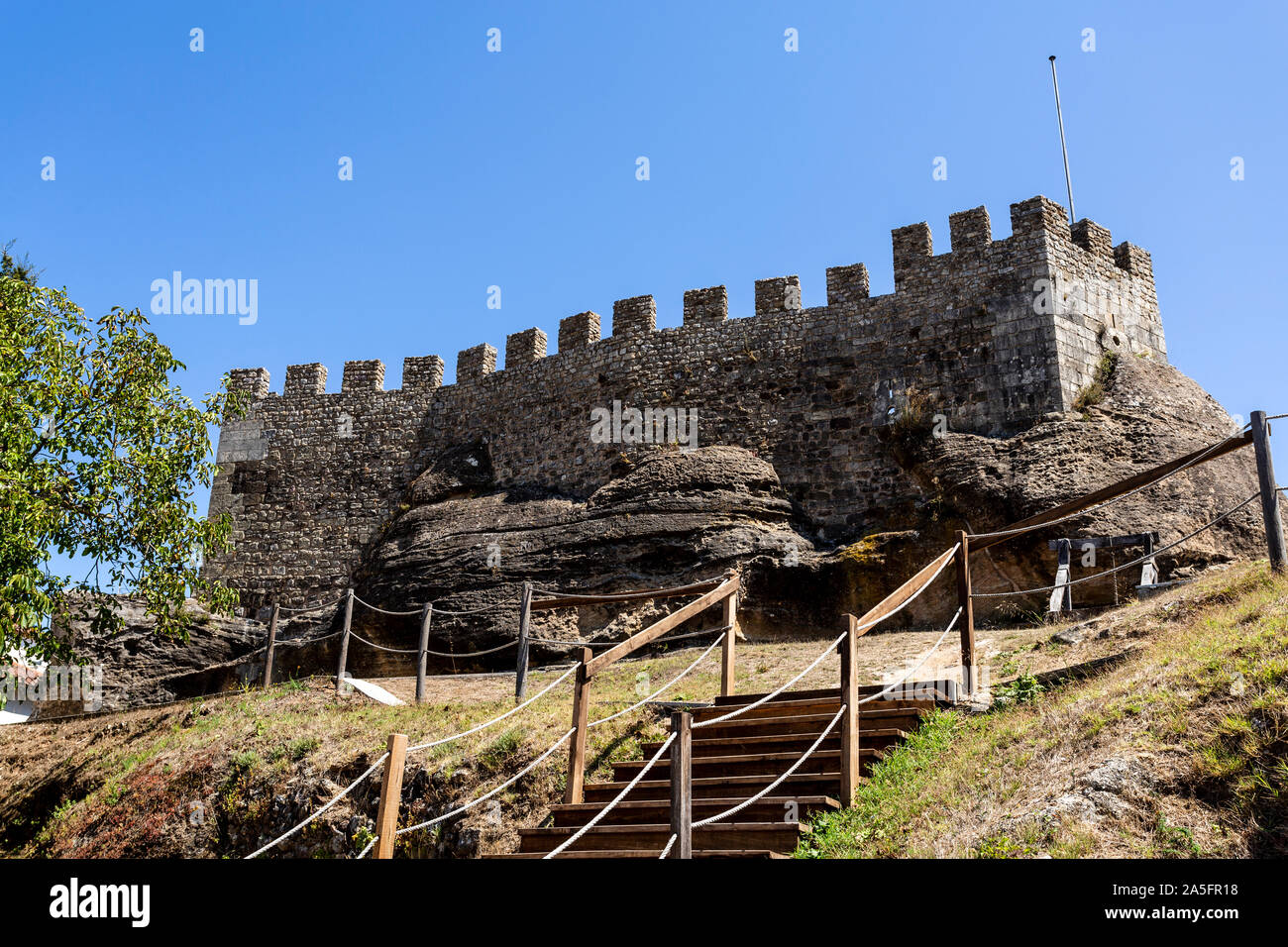 Detail of the castle of Penela, built on top of a granite mountain and