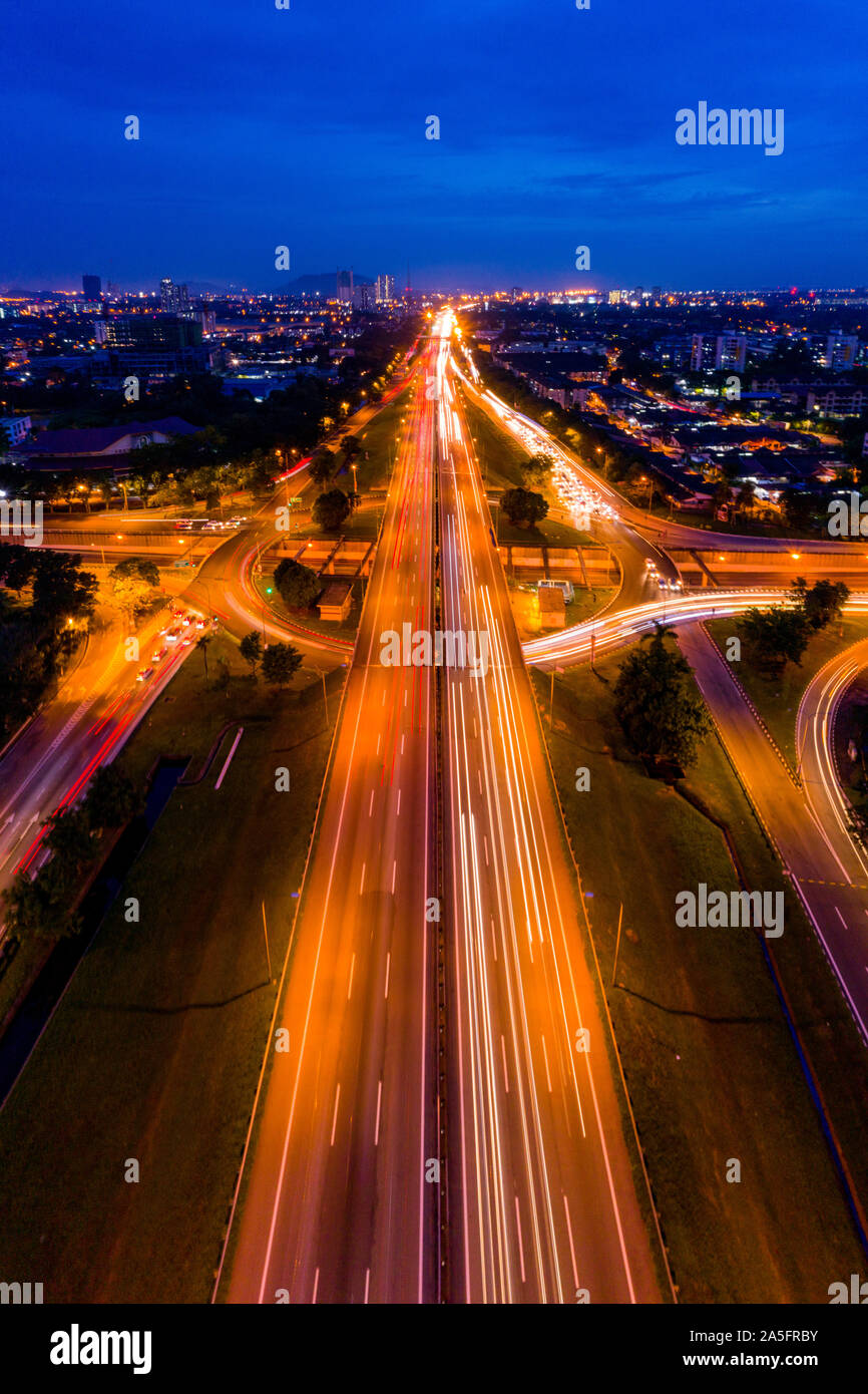 Aerial view of a motorway junction, Perai, Penang, Malaysia Stock Photo