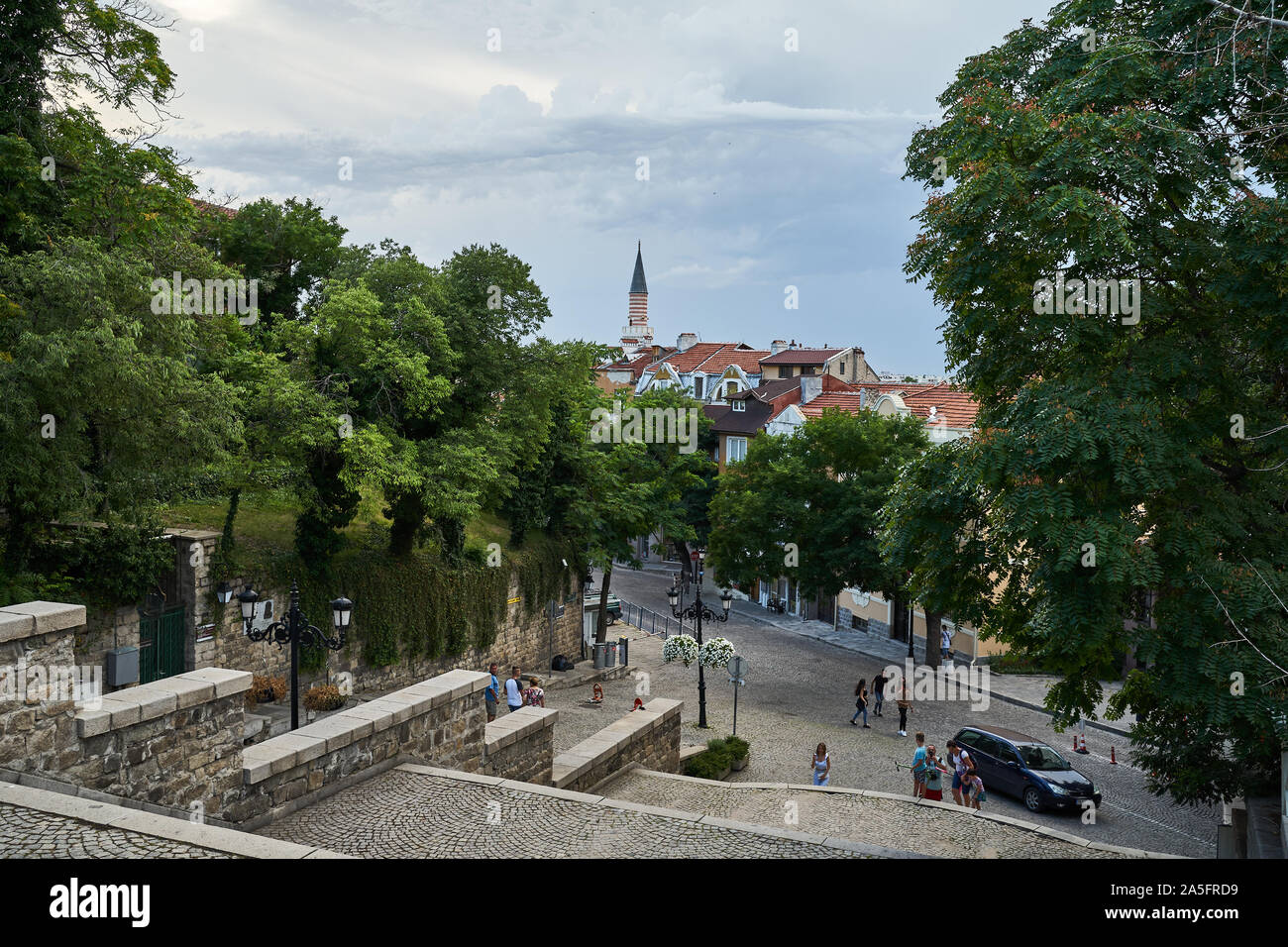 PLOVDIV, BULGARIA - JULY 02, 2019: The view on the city. Plovdiv is the second largest city in Bulgaria. Stock Photo