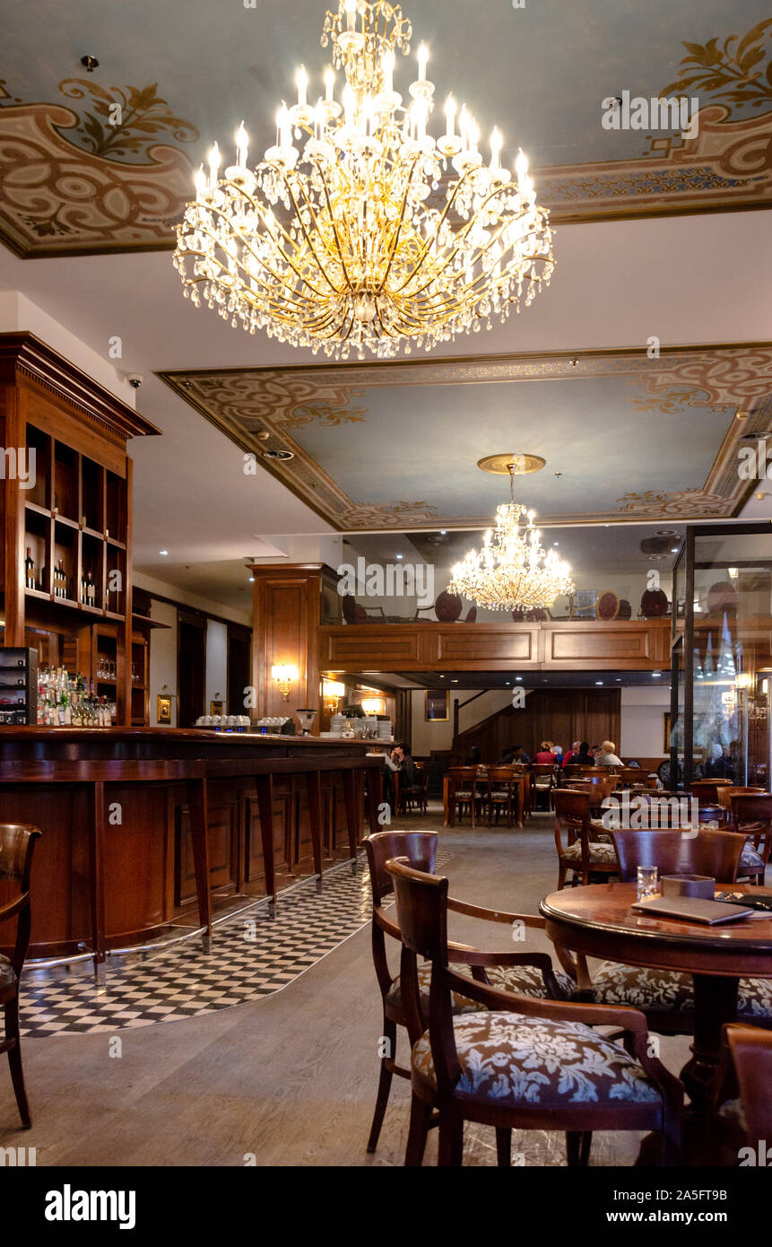 Interior of the historical Viennese Cafe, Hotel Europe, Sarajevo Stock Photo