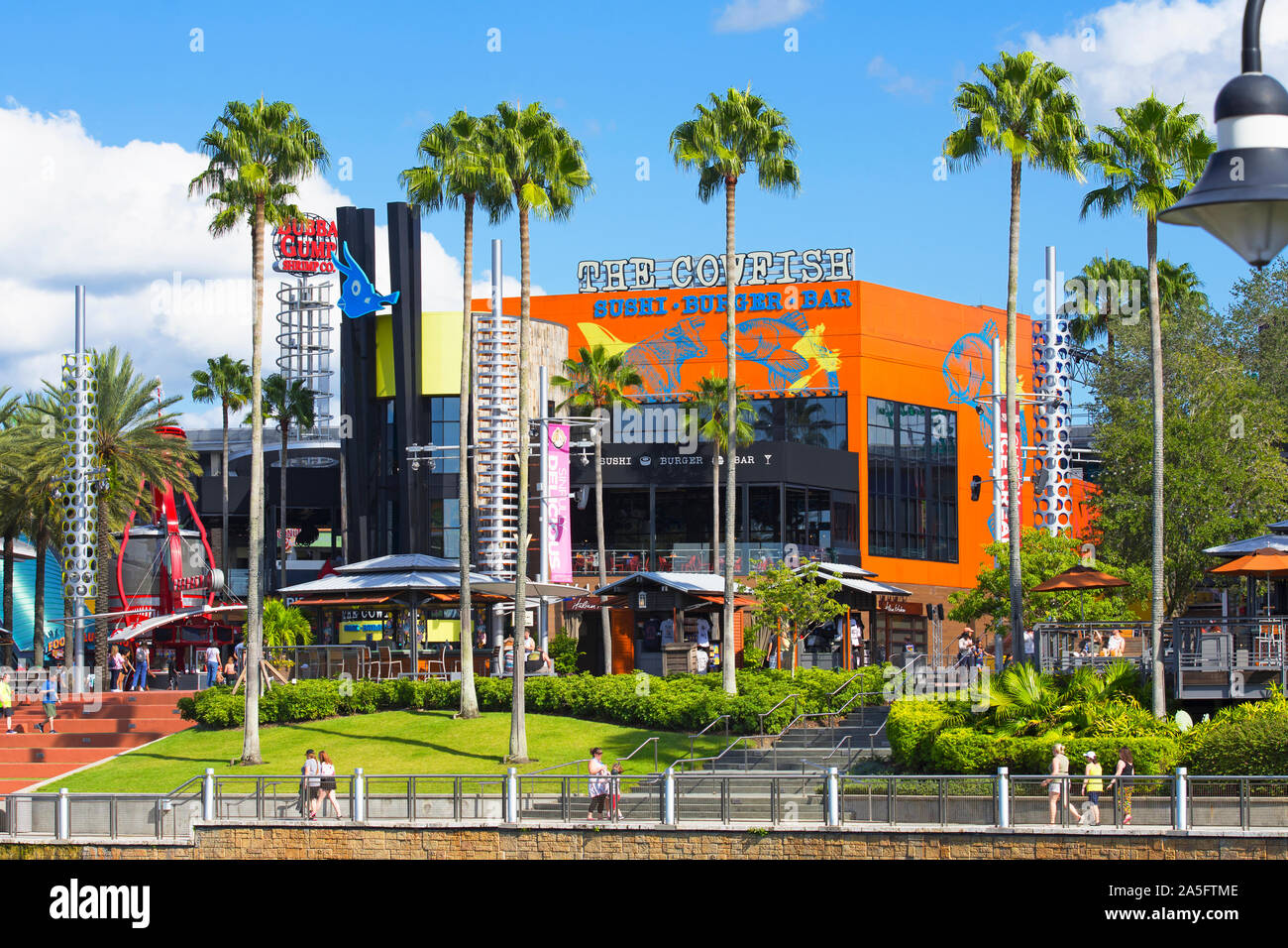 Universal Studios CityWalk dining, The Cowfish Sushi Burger Bar restaurant, Orlando, Florida, USA Stock Photo