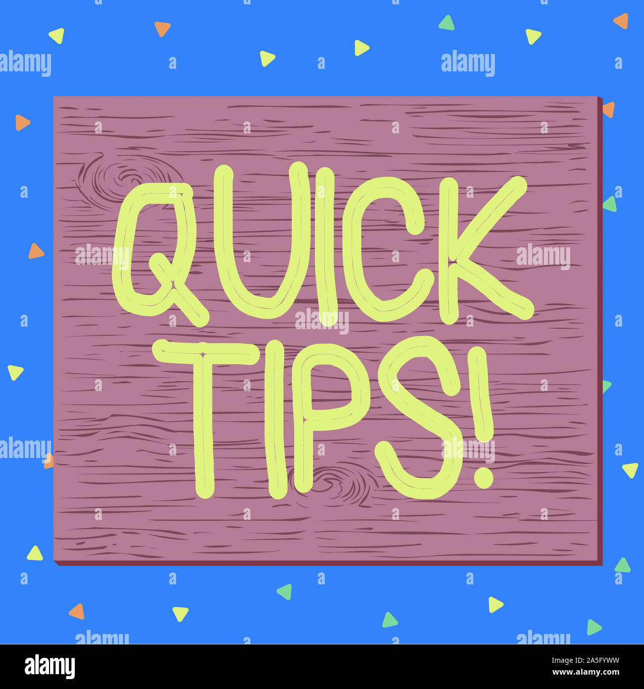 Text sign showing Quick Tips. Business photo text small but particularly useful piece of practical advice Square rectangle unreal cartoon wood wooden Stock Photo