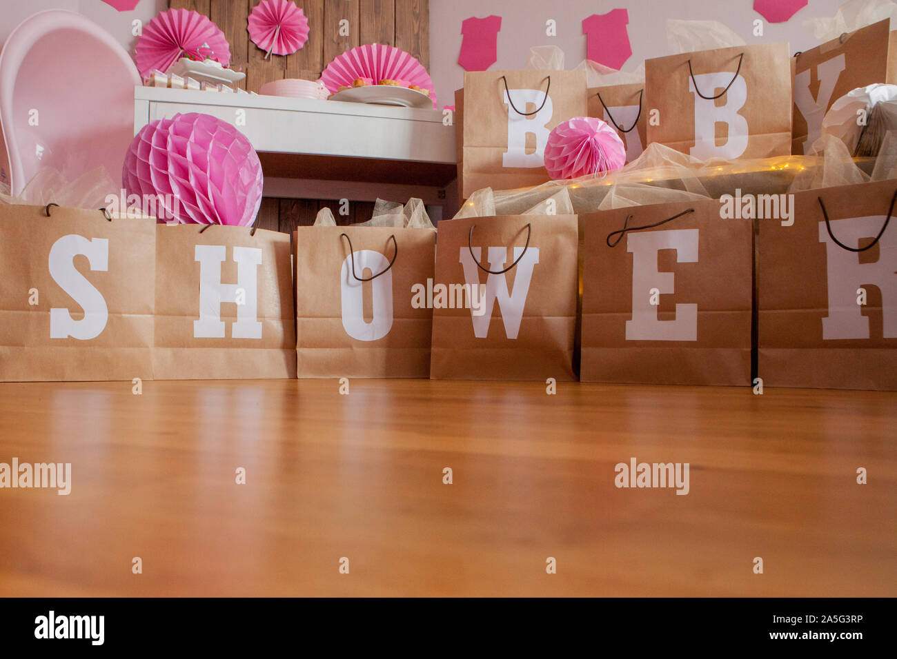 It S A Girl Baby Shower Decoration For Party Stock Photo