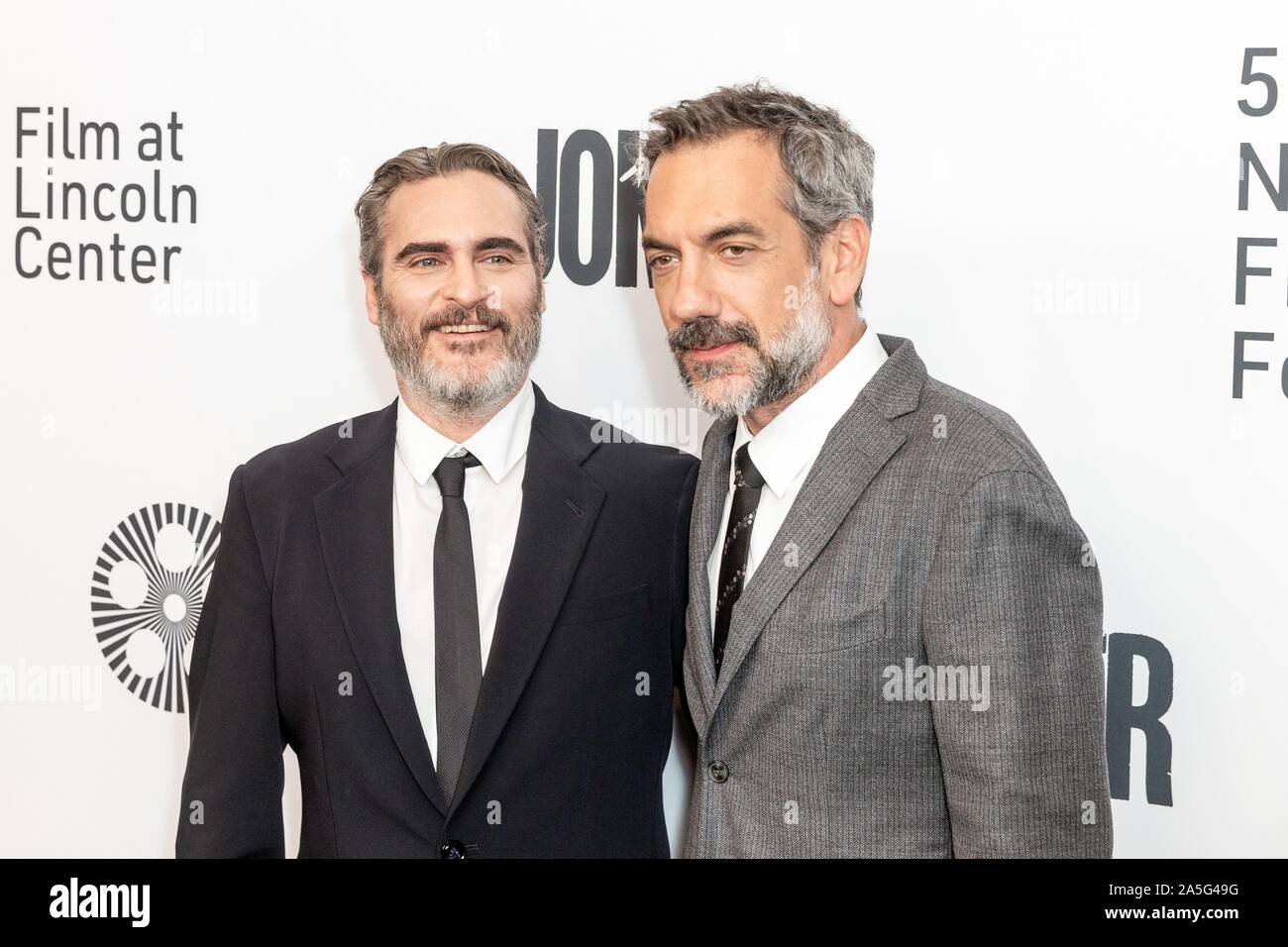 NEW YORK, NY - OCTOBER 02: Joaquin Phoenix and Todd Phillips attend a screening of 'Joker' during the 57th annual New York Film Festival at Alice Tull Stock Photo