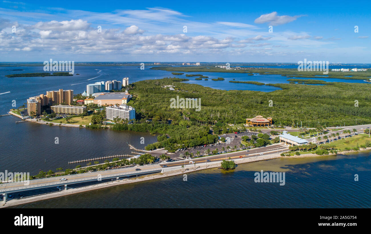 Sanibel Island Causeway leading from Punta Rassa in Fort Myers to the beaches of Captiva and Sanibel Stock Photo