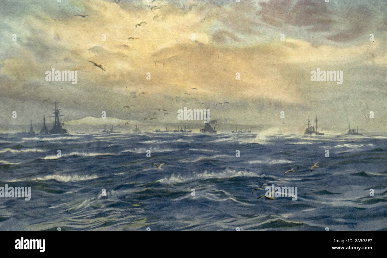 Scapa Flow during a winter gale, circa 1915 Stock Photo