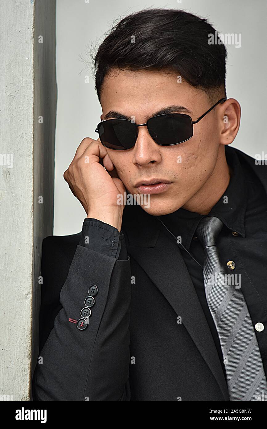 Young Security Guard Staring Wearing Sunglasses Stock Photo Alamy