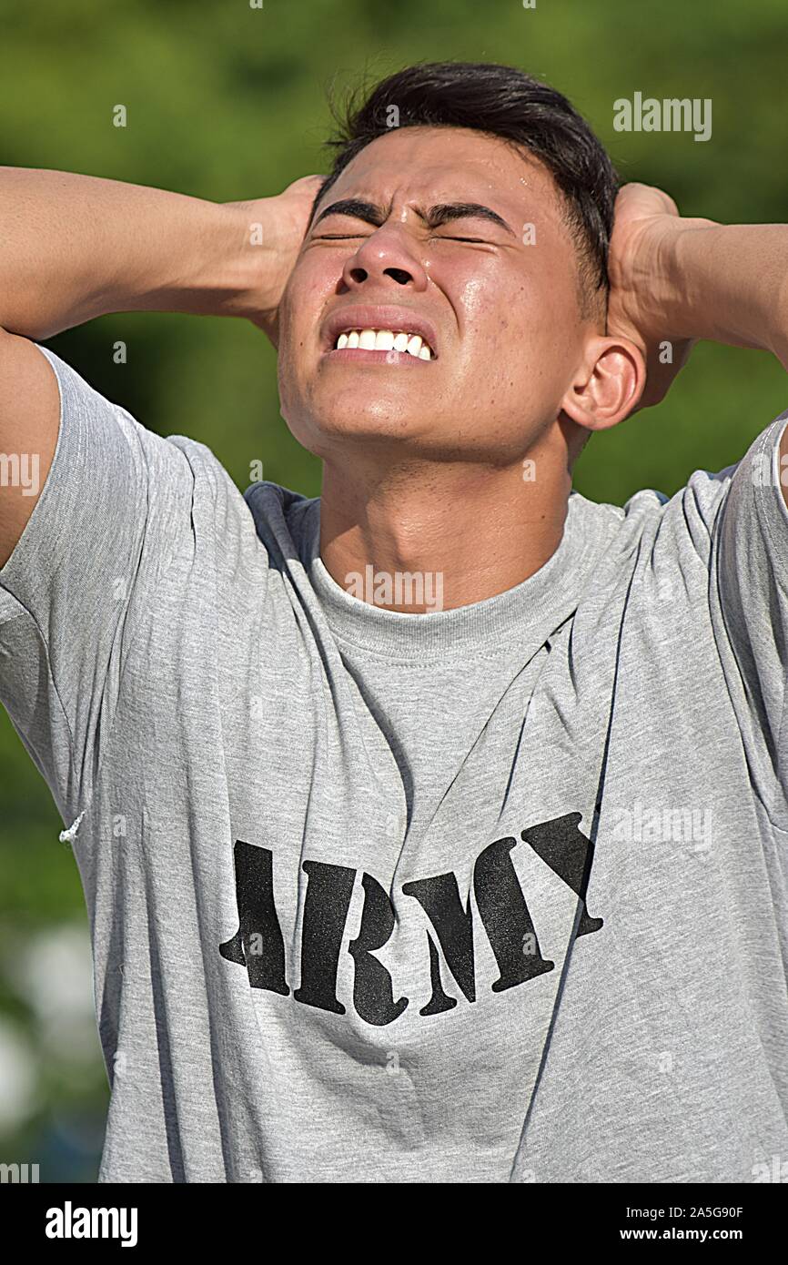 Stressed Adult Male Army Soldier Stock Photo - Alamy