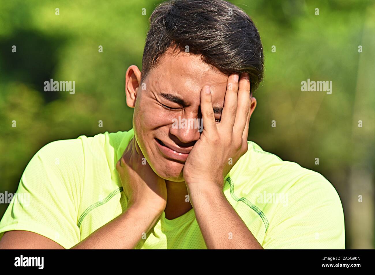 Male Athlete And Anxiety Stock Photo Alamy
