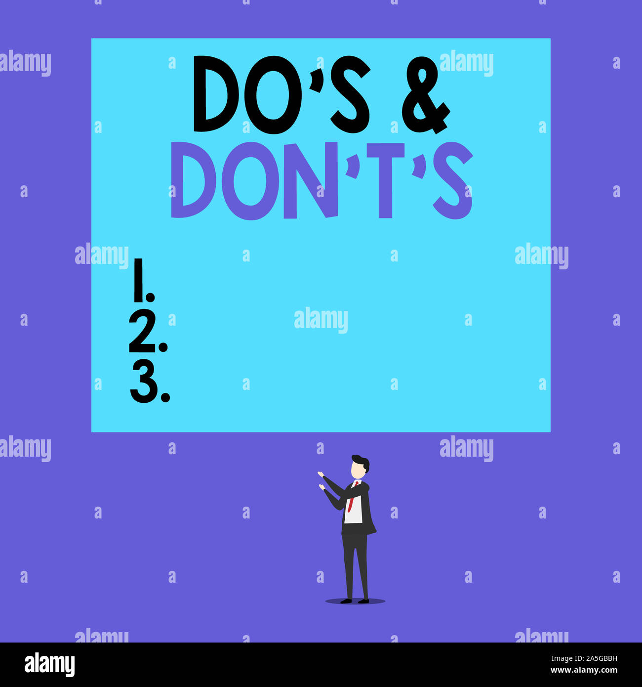 Writing note showing Do S And Don T S. Business concept for Confusion in one s is mind about something Short hair cut man stand in front audience with Stock Photo