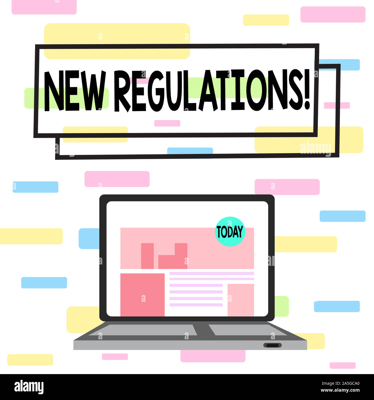 Writing note showing New Regulations. Business concept for rules made ...