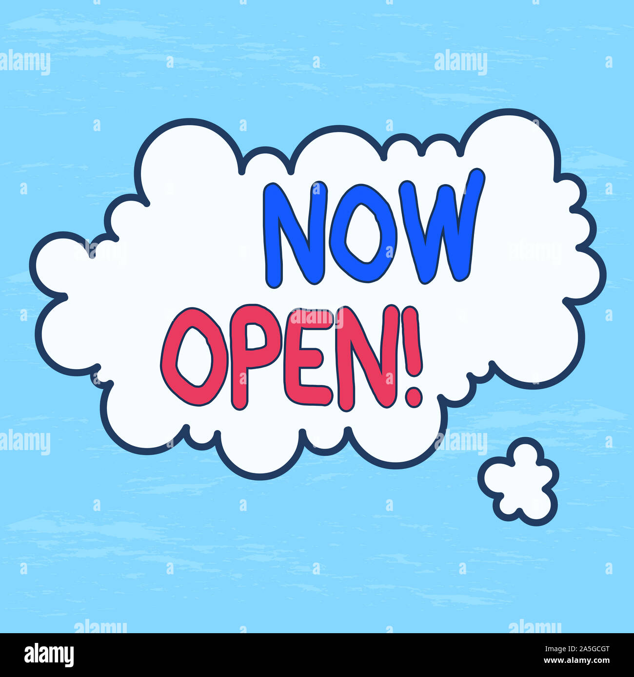 Handwriting text Now Open. Conceptual photo leave door or windows not closed or barred at this current time Asymmetrical uneven shaped format pattern Stock Photo