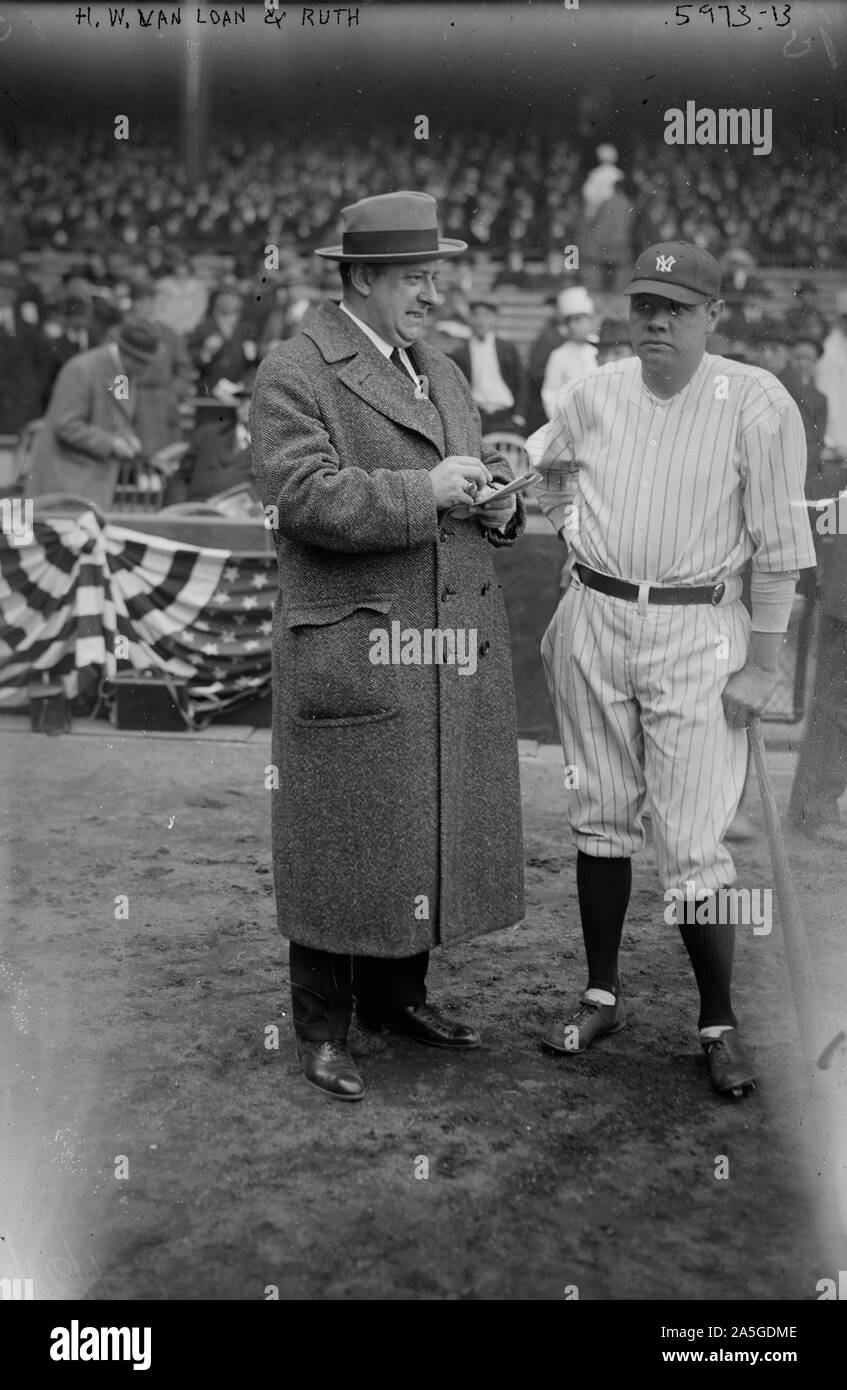 H.H. Van Loan, a screen playwright, & Babe Ruth, New York American League baseball Stock Photo