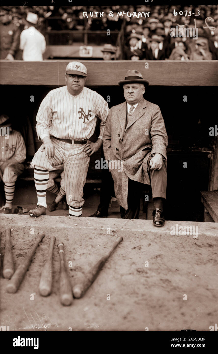 Babe Ruth & John McGraw, New York National League baseball Stock Photo