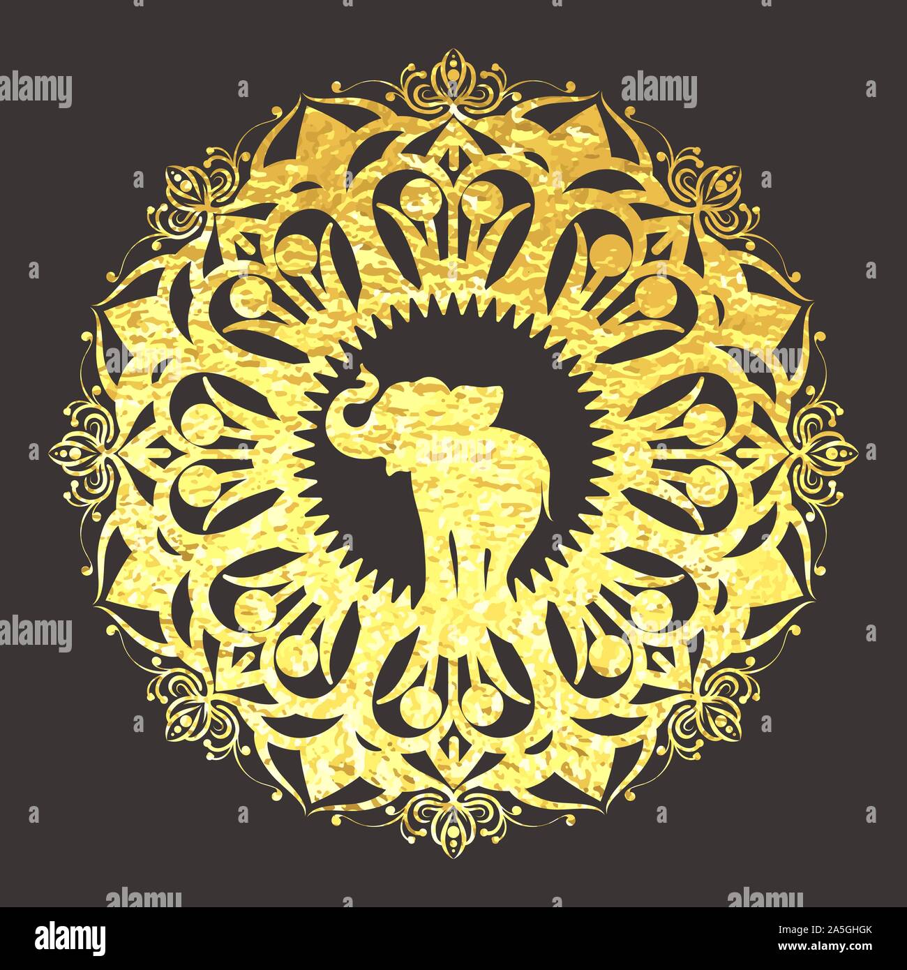 Golden foil mandala ornament Stock Vector
