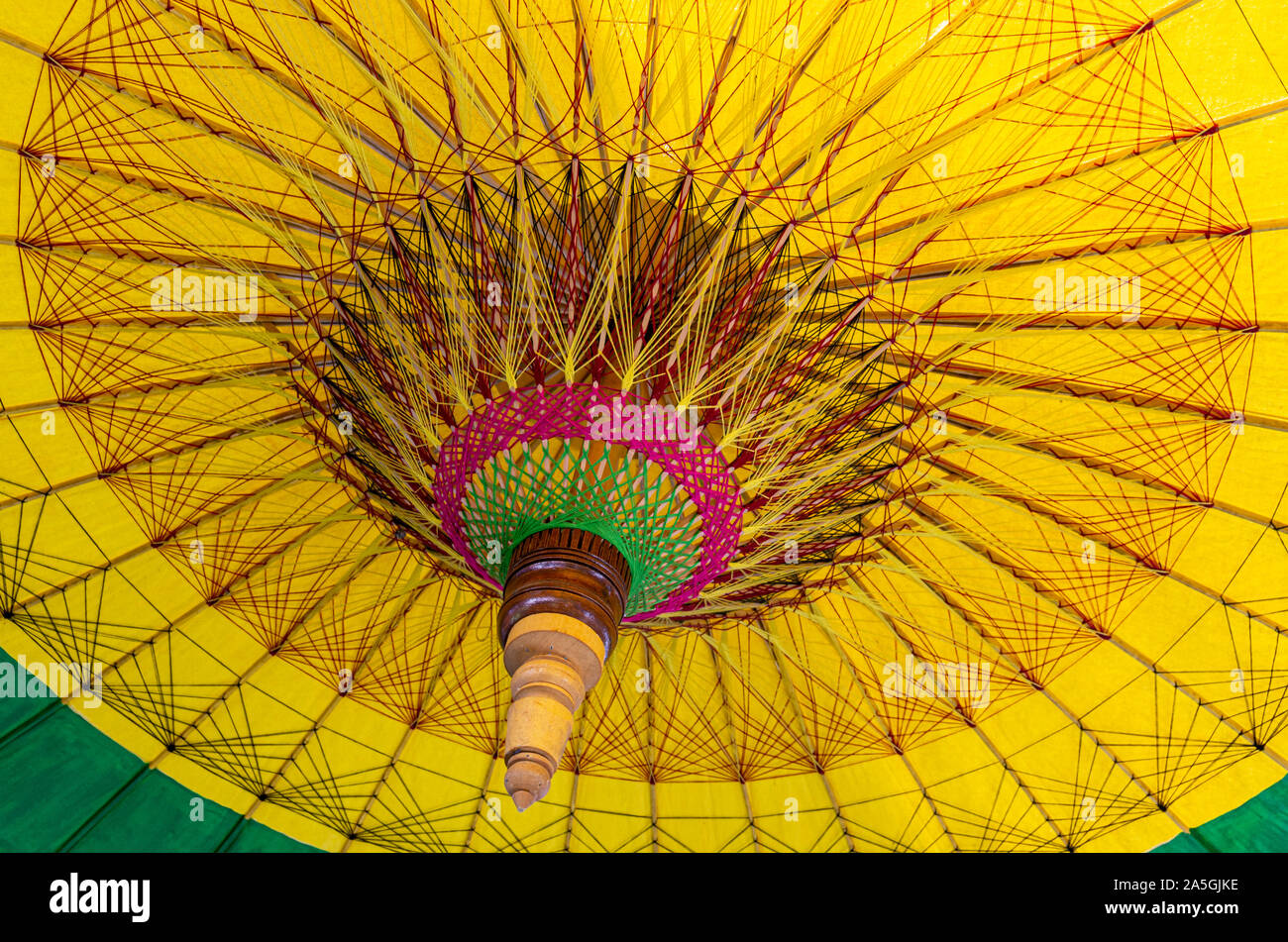 Colourful handmade wood umbrella close up Stock Photo Alamy
