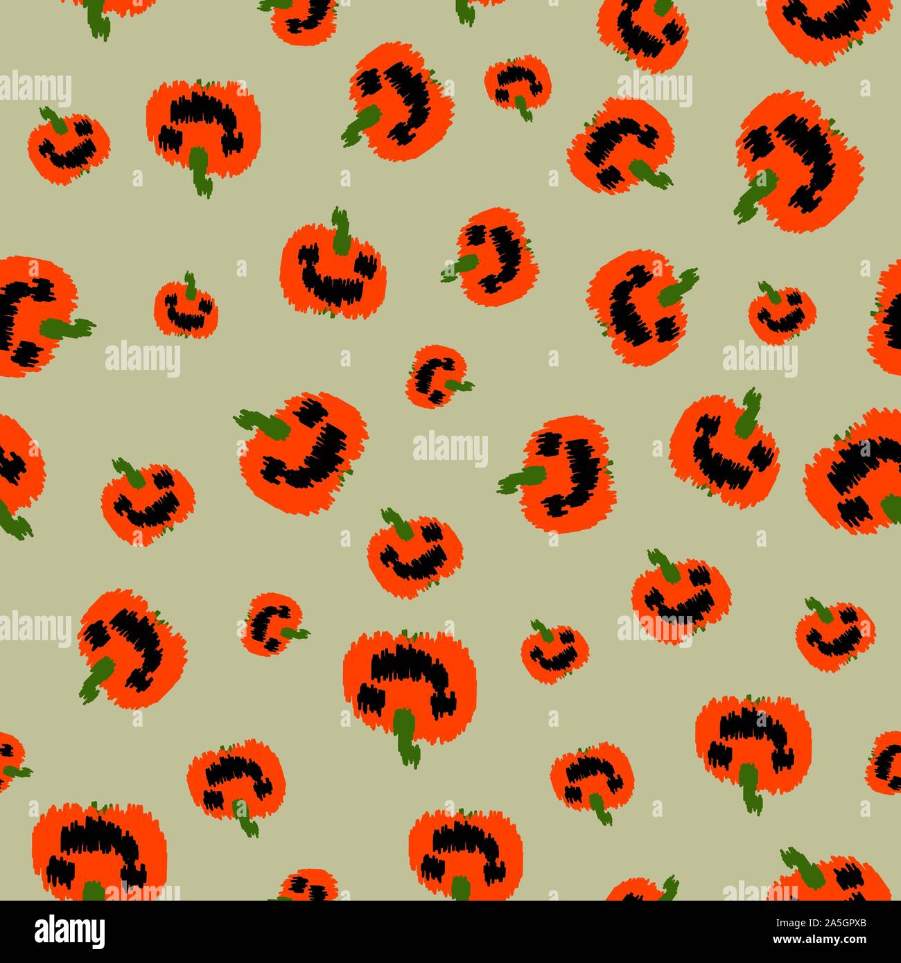 seamless vector halloween pattern with distorted pumpkin lanterns Stock Vector