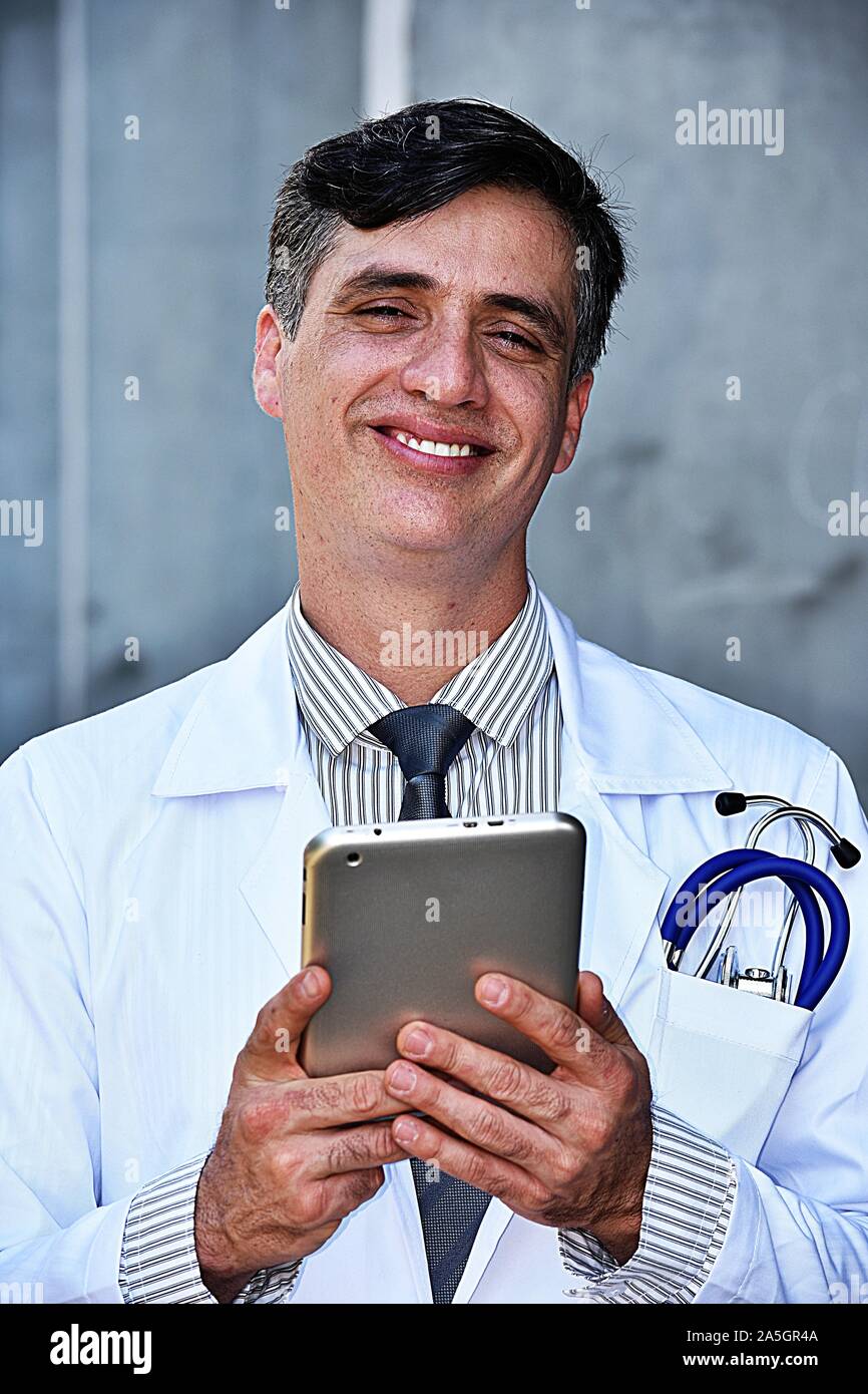 Male Medical Professional And Happiness Wearing Lab Coat Stock Photo