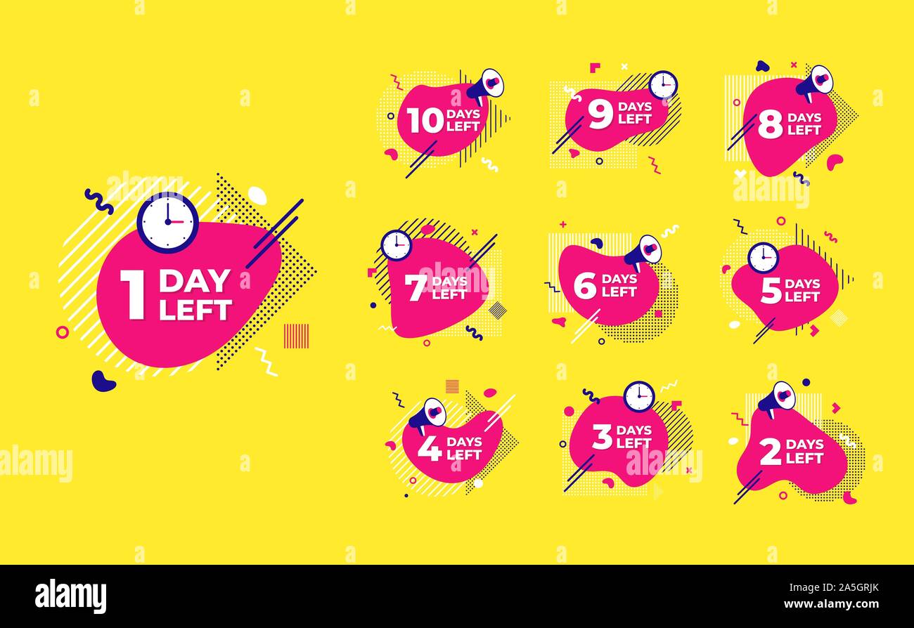 Sale countdown liquid abstract elements ten to one days left signs set